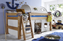 Tobykids Halbhochbett 90x200cm inkl. Rollrost, VERSANDKOSTENFREI 