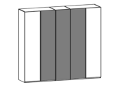 Thielemeyer Cubo Kleiderschrank 5-türig mit 3 Color Glastüren 