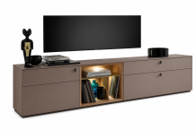 Venjakob Andiamo 3.0 Lowboard 7724 rechts | Lack steingrau matt / offene Fächer: Wildeiche hell geölt