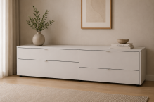Venjakob Andiamo Home Lowboard H143 H193 Lack kristallweiß matt | Tiefe 43 cm | Klappe unten links & oben rechts (Abb.)