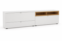 Venjakob Andiamo Home Lowboard H144 H194 Lack kristallweiß matt | Eiche rustico hell geölt | Tiefe 43 cm | Offenes Fach rechts