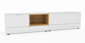 Venjakob Andiamo Home Lowboard H145 H195 Lack kristallweiß matt | Eiche rustico hell geölt | Tiefe 43 cm | Offenes Fach rechts