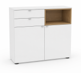 Venjakob Andiamo Home Sideboard H311 Lack kristallweiß matt | Wildeiche hell soft gebürstet | Links