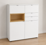 Venjakob Andiamo Home Highboard H425 Lack kristallweiß matt | Eiche rustico hell geölt | Rechts