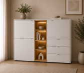 Venjakob Andiamo Home Highboard H428 Lack schiefergrau matt | Eiche rustico hell geölt | Links