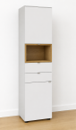 Venjakob Andiamo Home Vitrine H608 Lack kristallweiß matt | Eiche hell geölt | Links