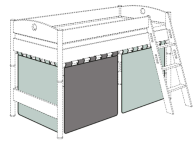 Paidi Vorhang-Set Uni Für 120 + 125 | Pastellgrün/ Anthrazit