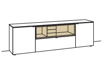 Venjakob Andiamo Home Sideboard H221 Lack kristallweiß matt | Eiche rustico hell geölt | Rechts