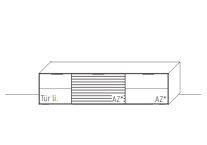 Wöstmann WM 2320 Lowboard 1853 Tür links / 2 Auszüge rechts | Massivholz Wildeiche soft gebürstet | Mattglas Carbon | Fußgestell carbonfarbig