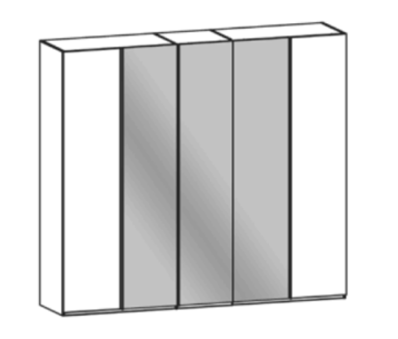 Thielemeyer Cubo Kleiderschrank 5-türig mit 3 Spiegeltüren 