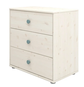 Flexa Classic Kommode mit drei Schubladen white washed | blau-grün