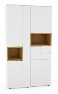 Venjakob Andiamo Home Vitrine H620 Lack kristallweiß matt | Wildeiche hell soft gebürstet | Links