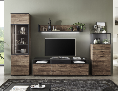 Ideal Möbel Bacoor Highboard 50 Eiche Ribbek Cognac | Ohne Beleuchtung