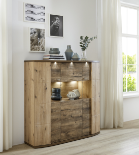 Ideal Möbel Cabana Highboard 51 Eiche Artisan / Eiche Ribbek Cognac