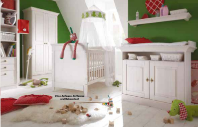 Infanskids Infansbaby Babyzimmer X-Line  Kiefer massiv weiß gewachst mehrteilig 