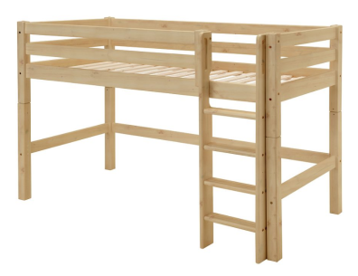 Infanskids Mittelhohes Bett mit gerader Leiter Natur