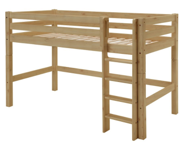 Infanskids Mittelhohes Bett mit gerader Leiter Laugenfarbig