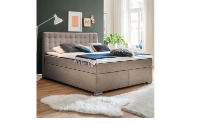 Meise Möbel Boxspringbett Isa Aspen Taupe | 120 x 200 cm | Holz eichenfarbig | H3