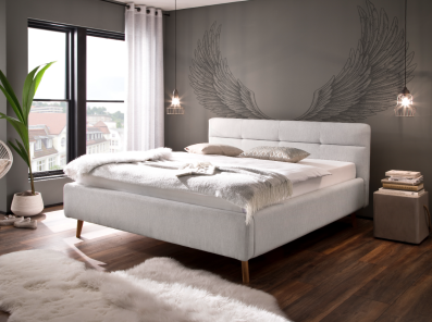 Meise Möbel Polsterbett Lotte 180 x 200 cm | Melva Hellgrau
