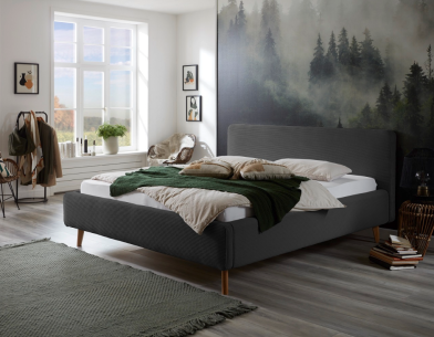 Meise Möbel Polsterbett Mattis mit Cord Bezug und Bettkasten 180 x 200 cm | Cord Anthrazit