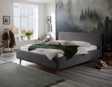 Meise Möbel Polsterbett Mattis mit Cord Bezug 160 x 200 cm | Cord Grau