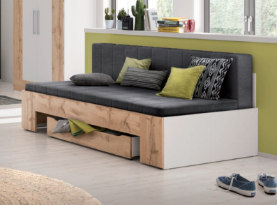 Röhr Bush Cadre Bettsofa W90 A90 V90 Korpus Weiß / Applikation Votan Eiche