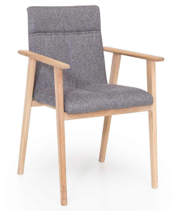 Standard Furniture Armlehnenstuhl Arona Eiche bianco geölt | Nexus 9019 Grau