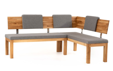 Standard Furniture Eckbank Catania 208 x 171 cm | Eiche Natur geölt | Zeus Dunkelbraun 9808 | Kurzer Schenkel links
