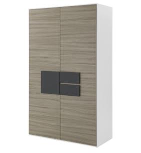 Röhr Bush HiLight Kleiderschrank 026 2-türig Weiß | Hickory | Mittelgrau