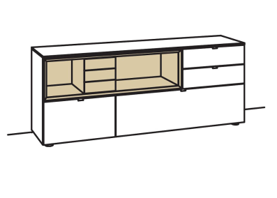 Venjakob Andiamo Home Sideboard H218 Lack schiefergrau matt | Colorado Nussbaum geölt | Rechts