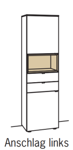 Venjakob Andiamo Home Vitrine H608 Lack kristallweiß matt | Wildeiche hell soft gebürstet | Rechts