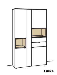 Venjakob Andiamo Home Vitrine H620 Lack kristallweiß matt | Wildeiche hell soft gebürstet | Rechts