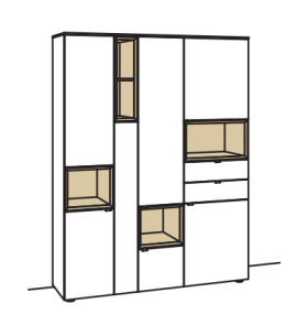 Venjakob Andiamo Home Vitrine H622 Lack kristallweiß matt | Eiche hell geölt | Links