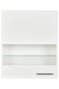 Nobilia Elements Wandschrank mit Segmentglastür 60 cm Breite Alpinweiß Links | Metall Edelstahlfarbig Nr. 263