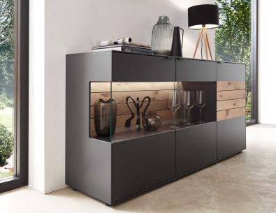 Wöstmann WM 2380 Sideboard 2843 Lack Samtgrau | Spiegelseitig | Mit | Mit