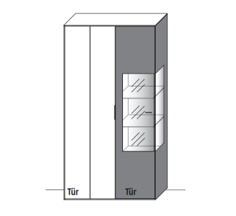 Wöstmann WM2140 Zeilenschrank 6043 Glasfach rechts | Kaminholz massiv | Mit Beleuchtung & Funkdimmer