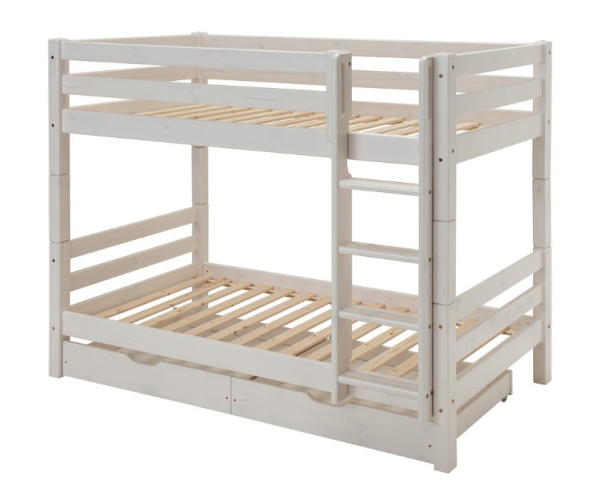 Infanskids Etagenbett mit gerader Leiter und Bettkästen Laugenfarbig