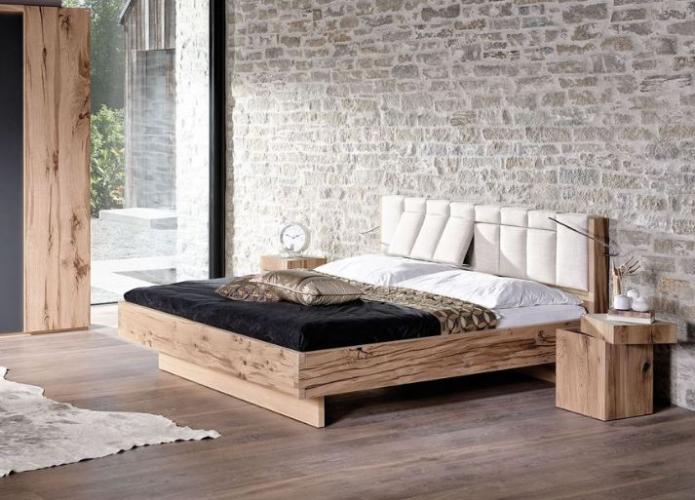 Voglauer V-Pur Bett mit Polsterkopfhaupt und Querstollen