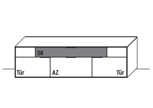 Wöstmann WM2140 Lowboard 1850 Ohne Fußgestell | Ohne Vollauszug | Mit Kabeldurchlass