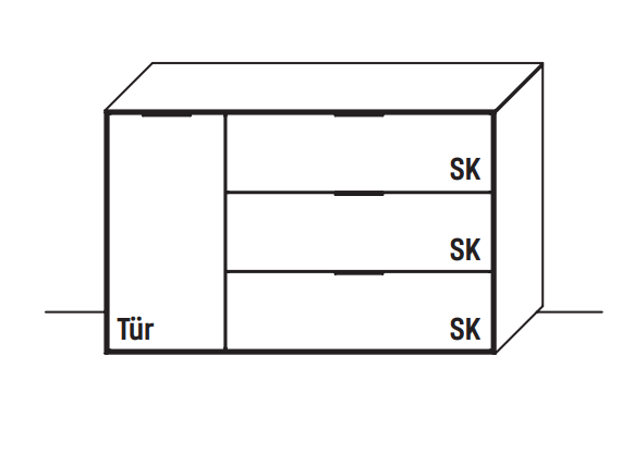 Wöstmann WM2140 Sideboard 2953 Tür links | Mit Vollauszug