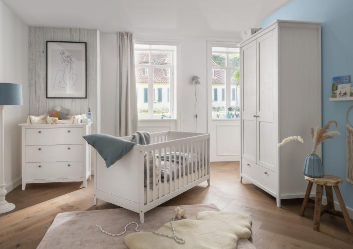 Infanskids Babybett Solvita 70x140 cm Weiß gewachst