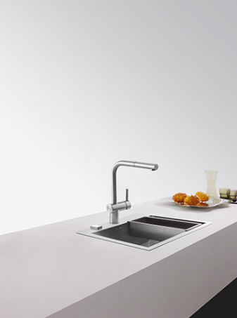 Franke Armatur Atlas Neo mit Zugauslauf Edelstahl 10000